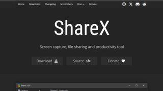 Tangkapan layar situs web untuk ShareX