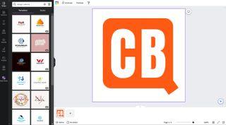 A screenshot showing the creation of a logo in Canva, one of the best free logo makers